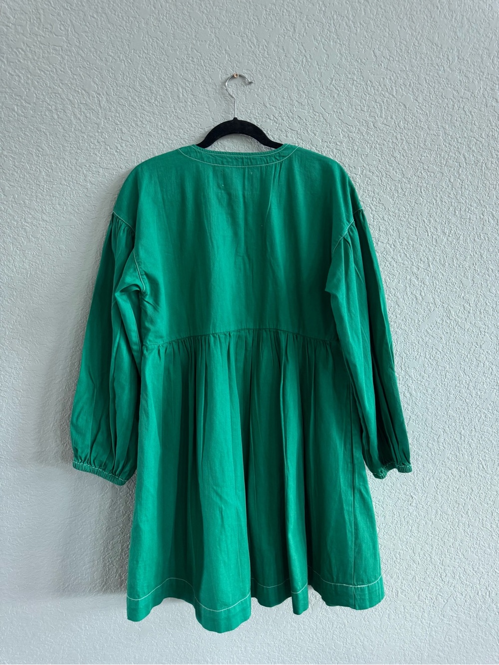Anthropologie Emerald Green Long Sleeve Peasant Dress - Picture 2 of 2